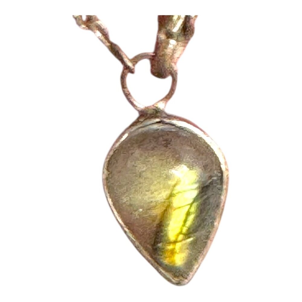 Sterling Silver Teardrop Labradorite Charm Bracelet Petite Gemstone Gift Mom 6.5